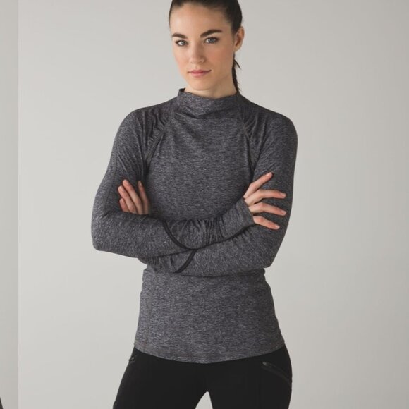 Lululemon Warm It Up Long Sleeve Training Running TopHeathered Black - Picture 1 of 14